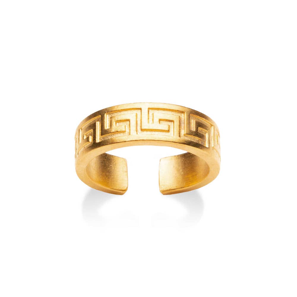 Classical Meander Ring - Bright Gold - Adjustable