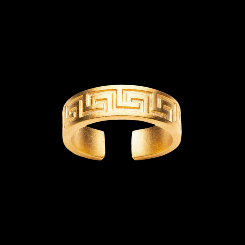 Classical Meander Ring - Bright Gold - Adjustable
