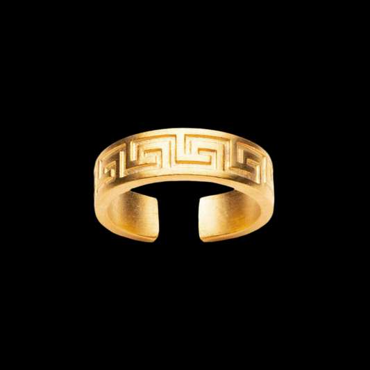 Classical Meander Ring - Bright Gold - Adjustable